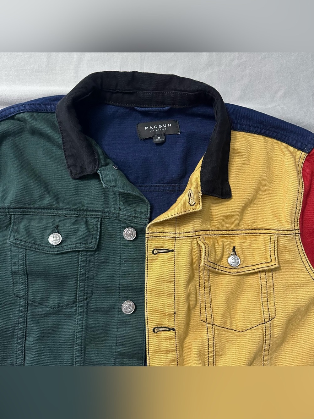 PacSun 90s Retro Colorblock Denim Trucker Jacket Size M